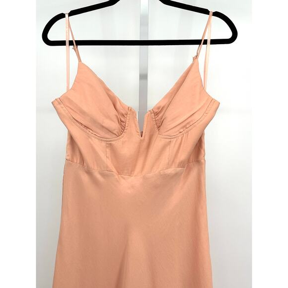 Selfie Leslie Lake Como Fitted Bodice Cami Strap Midi Dress Peach Large - Picture 4 of 7